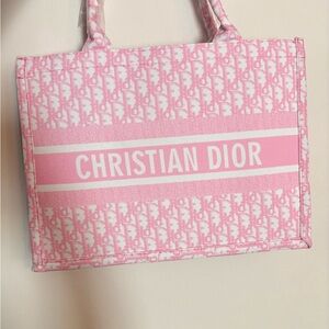 Dior Pink and White Signature Tote